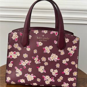 Kate Spade deep berry tinsel floral satchel NWT